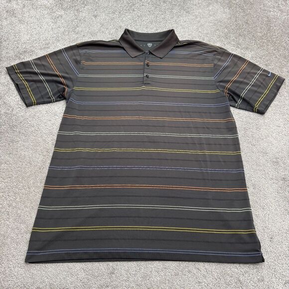 Nike Performance Golf Polo Shirt Mens XXL Gray Multi Striped Short Sleeve Active - Picture 1 of 13